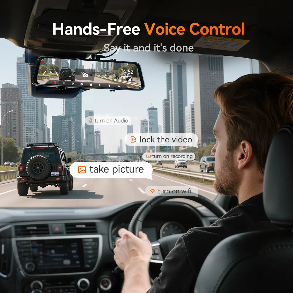 WOLFBOX G900Pro 12MP WiFi Rear View Mirror Dash Cam Smart Mirror Touch Screen RHD 3Wliners AU