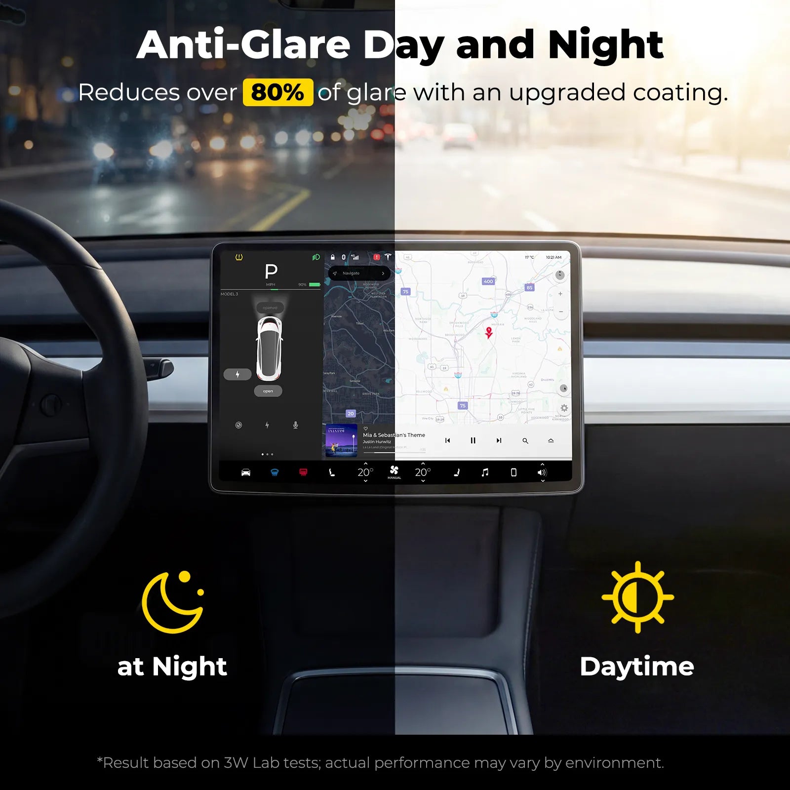 Tempered Glass Screen Protector for Tesla Model Y Juniper and Model 3 Highland (2pcs)