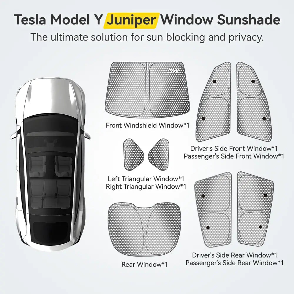 Window Sunshade for Tesla Model Y Juniper Full Set