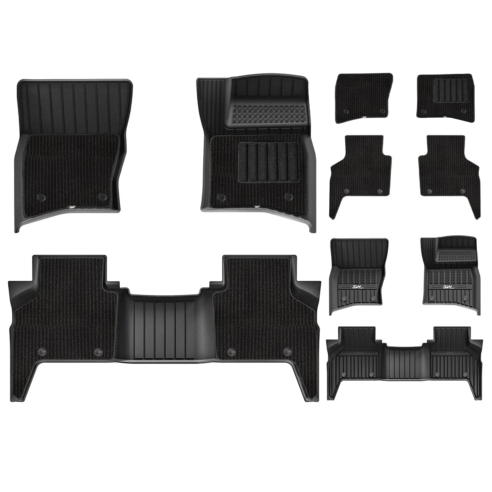 3W Double Layer Car Floor Mats for Land Rover Defender 110 7-Seater With Carpets 2020-2026 RHD