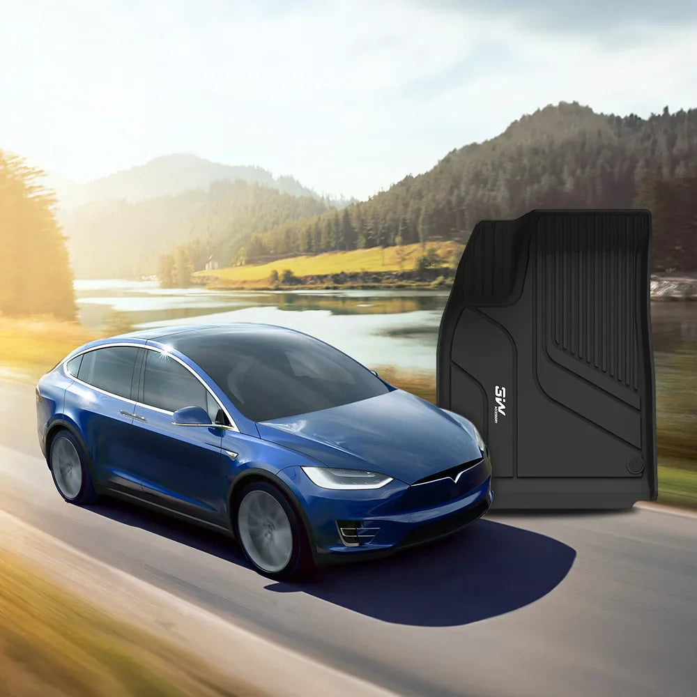 3W Custom All Weather Car Mats for Tesla Model X 6 Seat 2022-2025 LHD