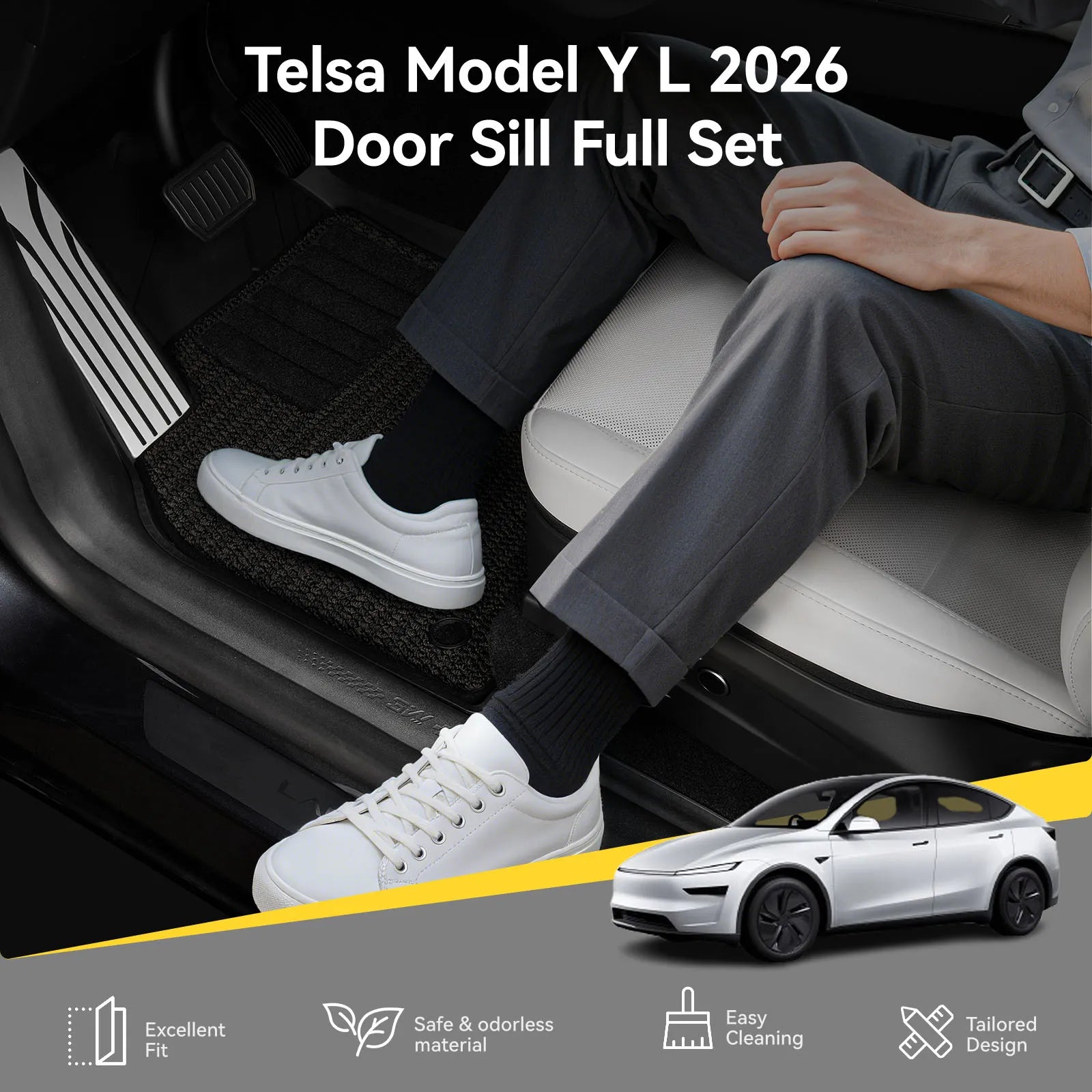 3W Car Door Sill Protector for Model Y L 2026 RHD 3Wliners AU