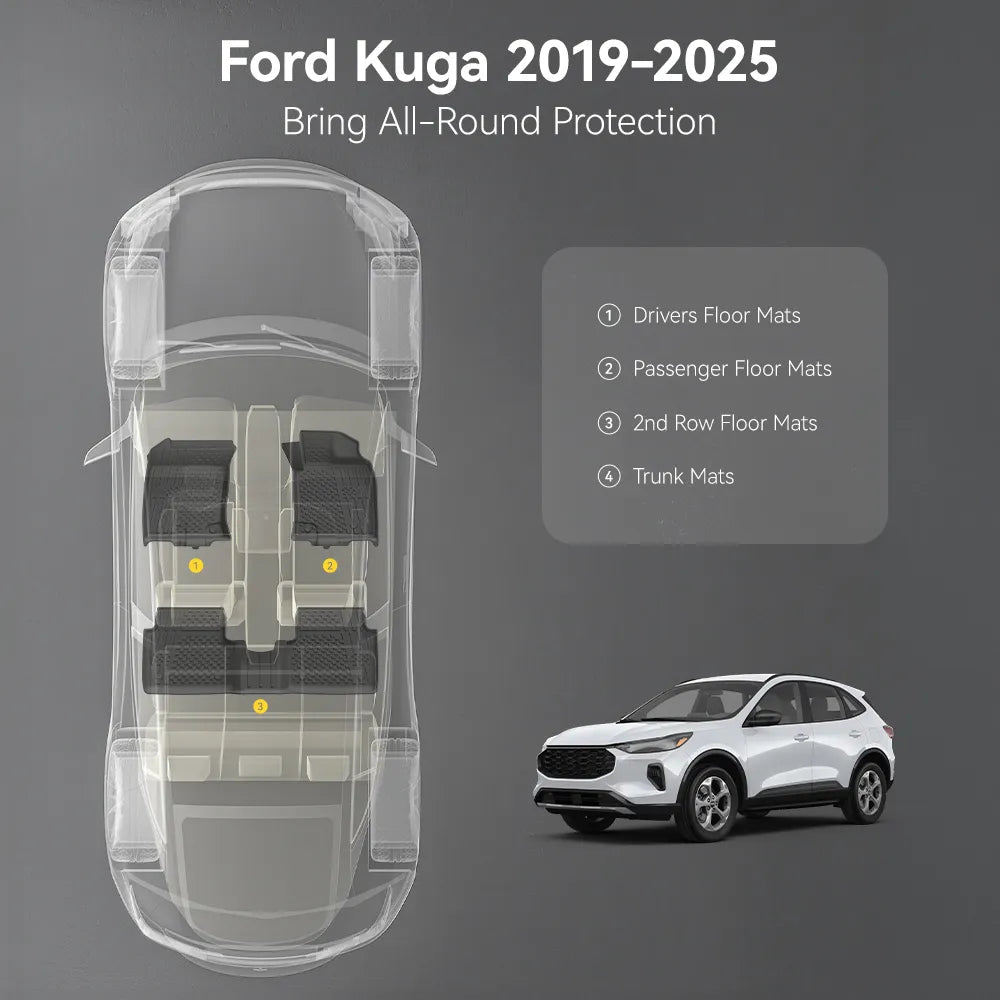 3W Custom All Weather Car Mats for Ford Kuga 2019-2025 RHD 3Wliners AU