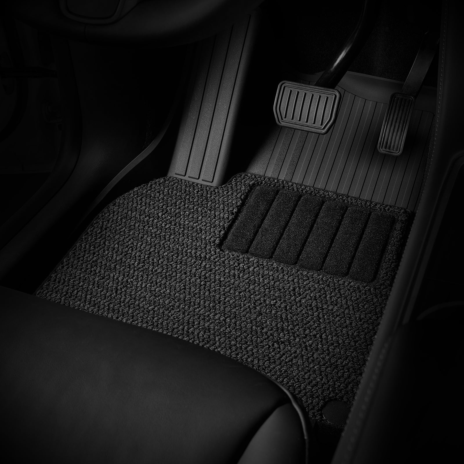 3W Double Layer Car Floor Mats for Tesla Model Y With Carpets 2020-2024 RHD 3w