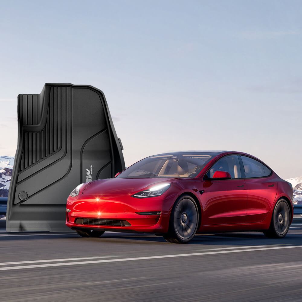 3W Double Layer Car Floor Mats for Tesla Model 3 With Carpets 2021-2023 RHD 3w