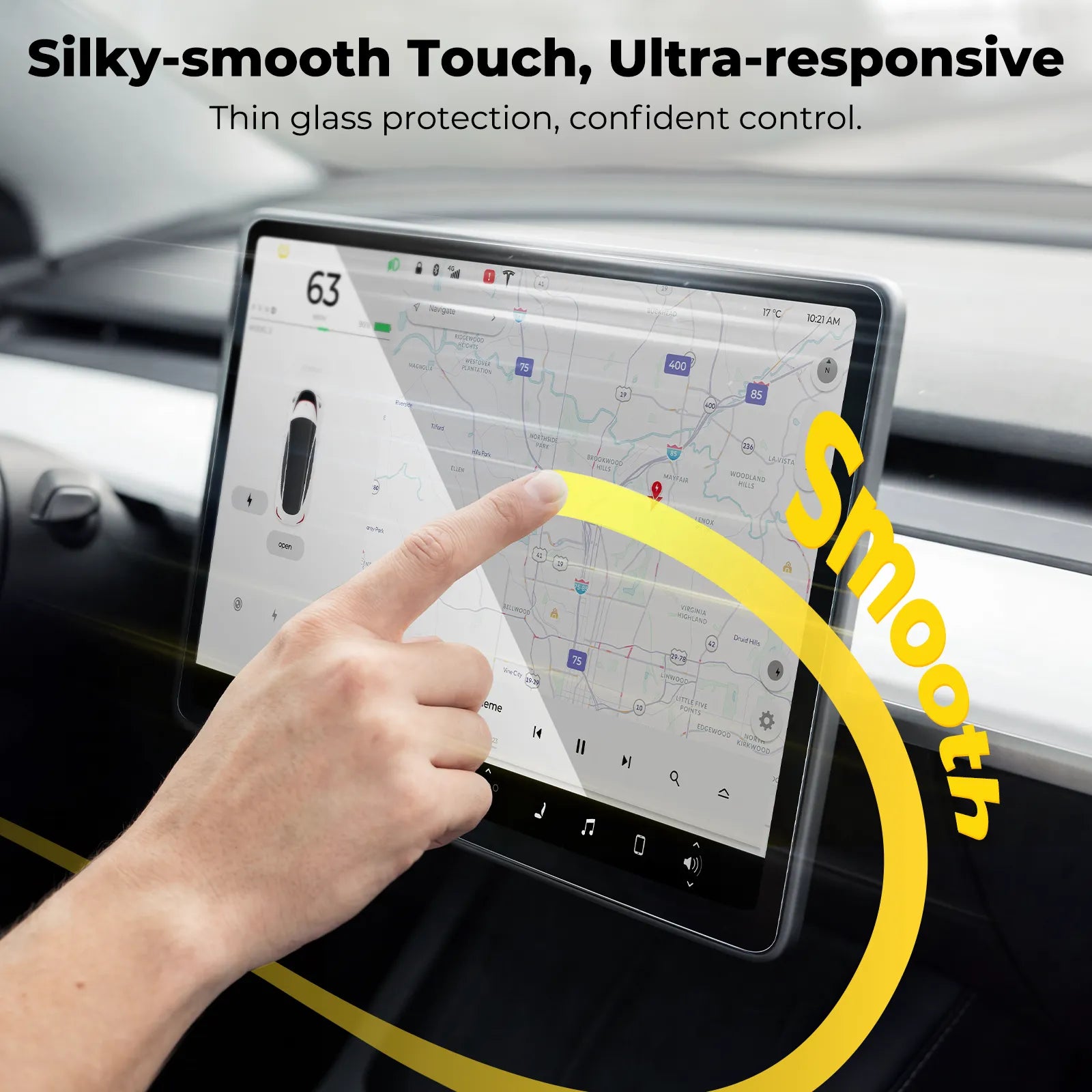 Tempered Glass Screen Protector for Tesla Model Y Juniper and Model 3 Highland (2pcs)