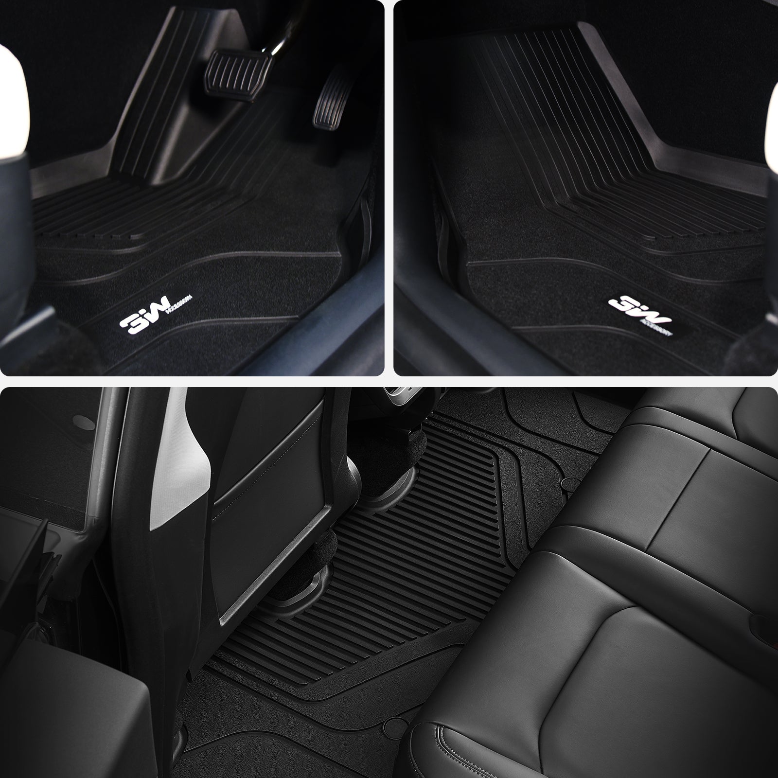 3W Double Layer Car Floor Mats for Tesla Model Y With Carpets 2020-2024 RHD