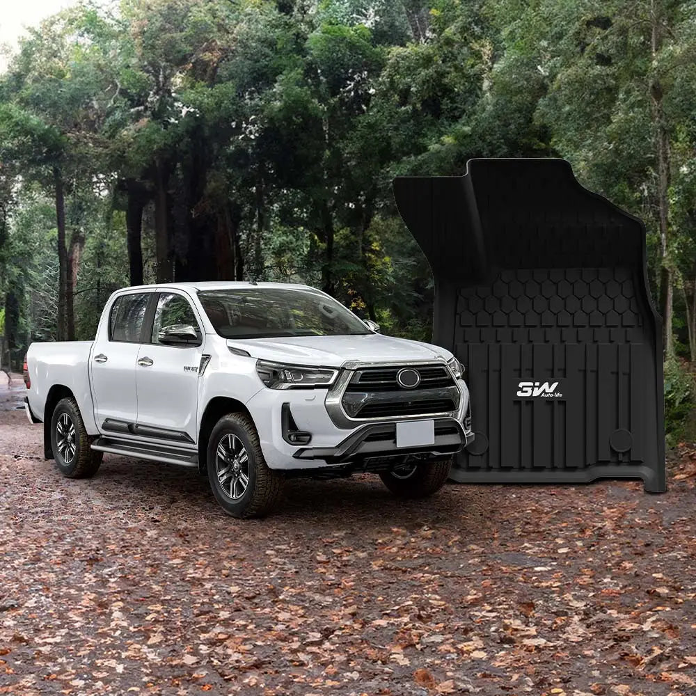 3W Double Layer Car Mats for Toyota Hilux 4 Doors With Carpets RHD (Not for Manual transmission) 3Wliners